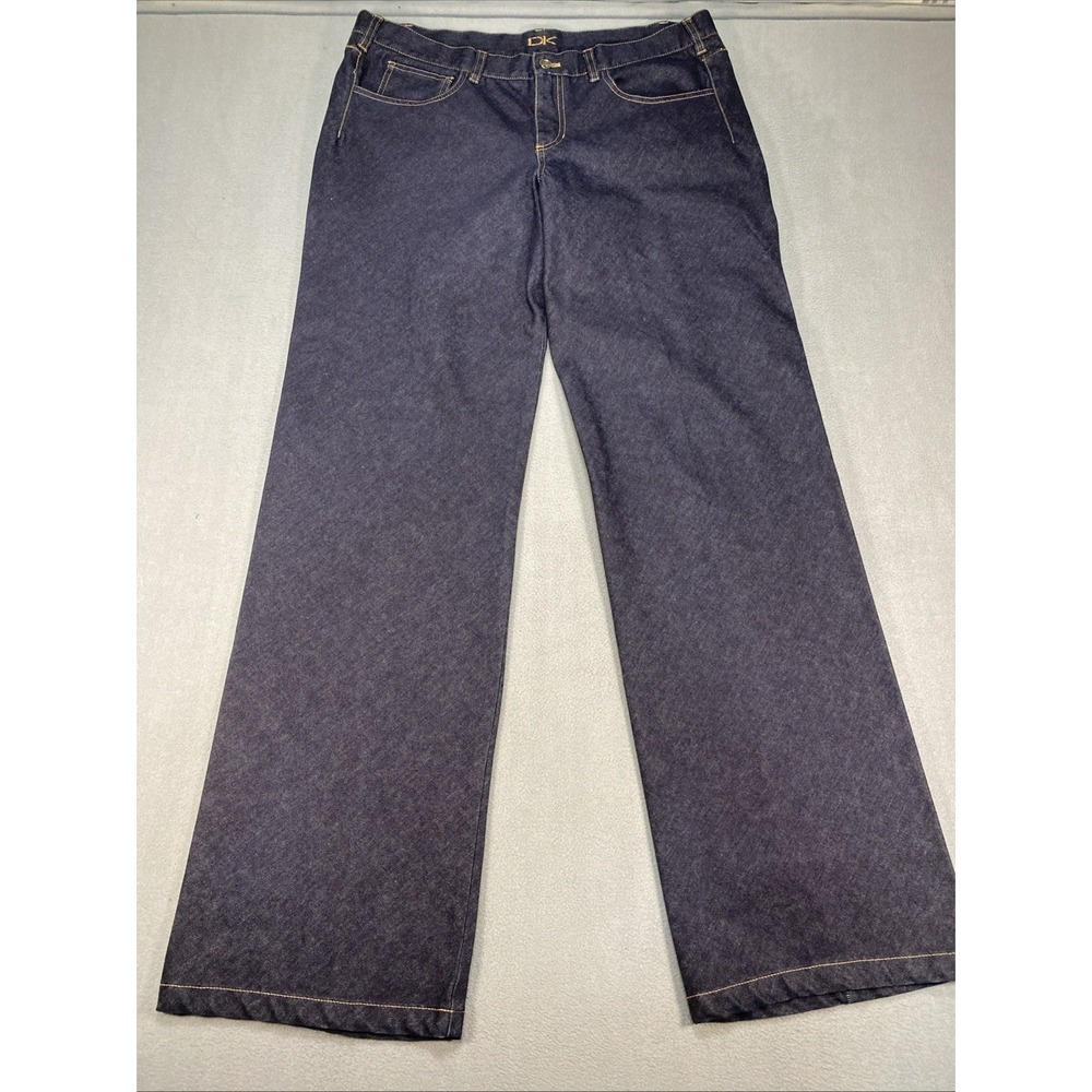 Donna Karan DK The Sexy Trouser Jeans Dark Wash Wide Leg Made In Italy Size 18
